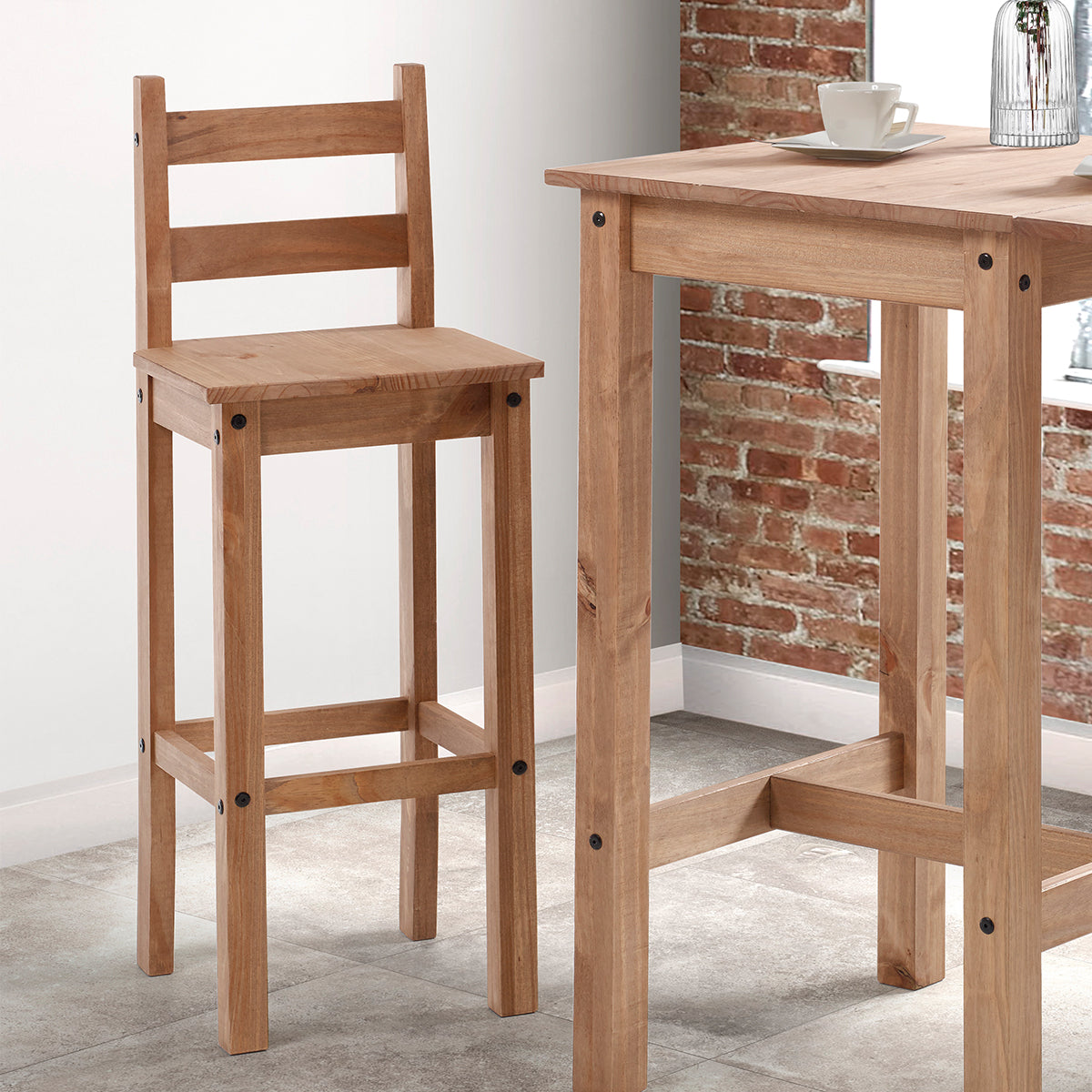 Wood Bar Height Dining Chair (Set of 2) Corona | Furniture Dash