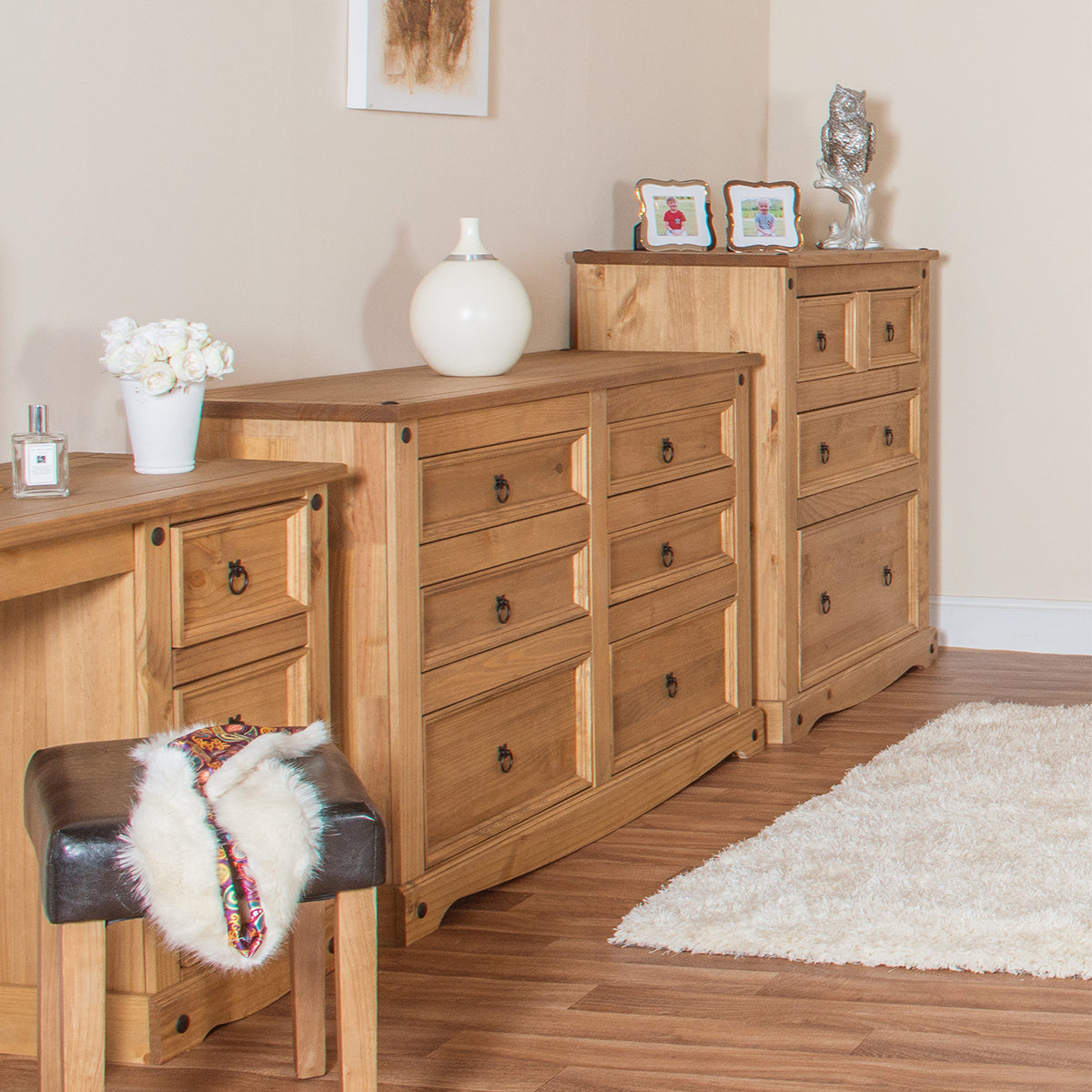 Wood Dresser 3+3 Drawers Chest Corona | Furniture Dash