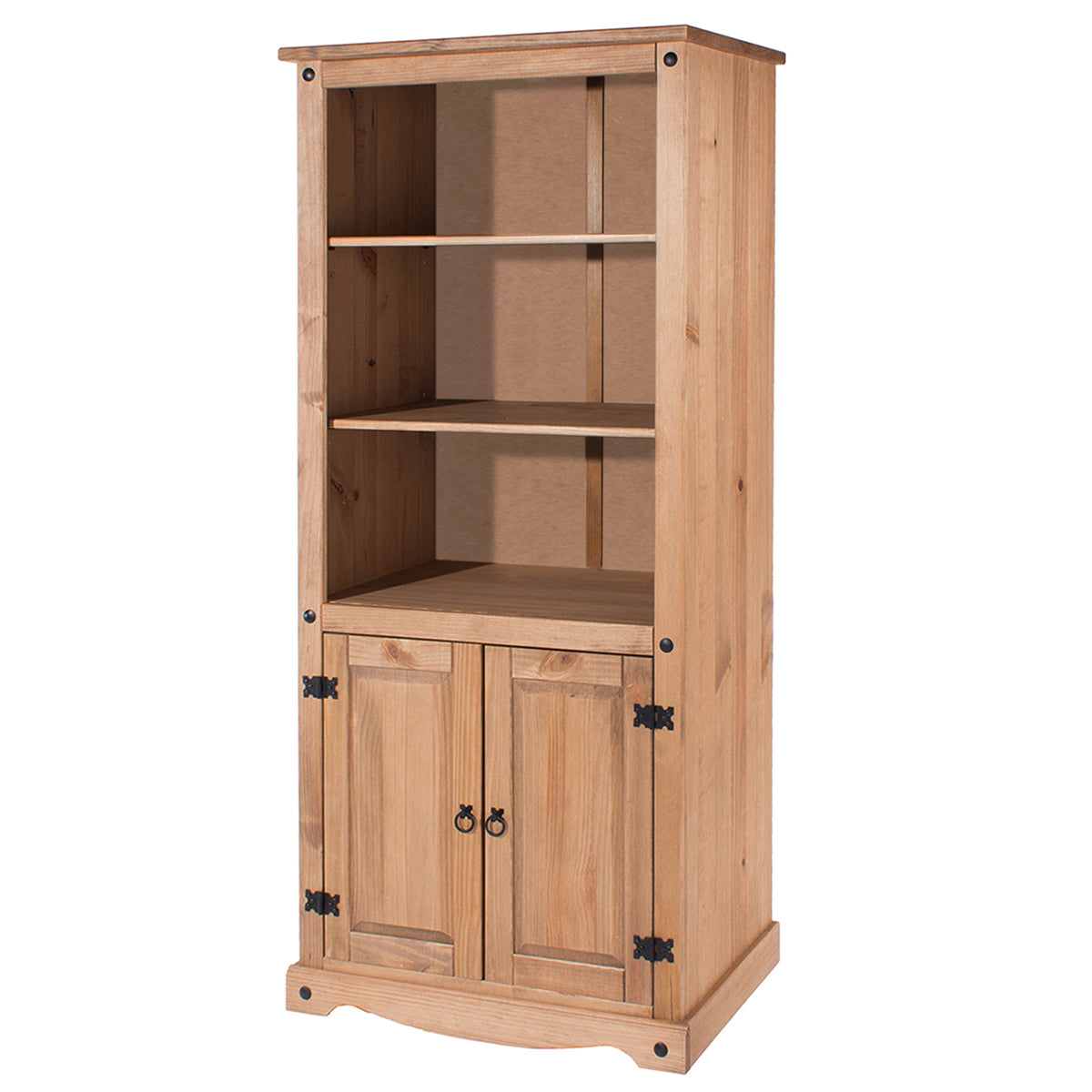 Wood Bookcase Library With Doors Corona | Furniture Dash