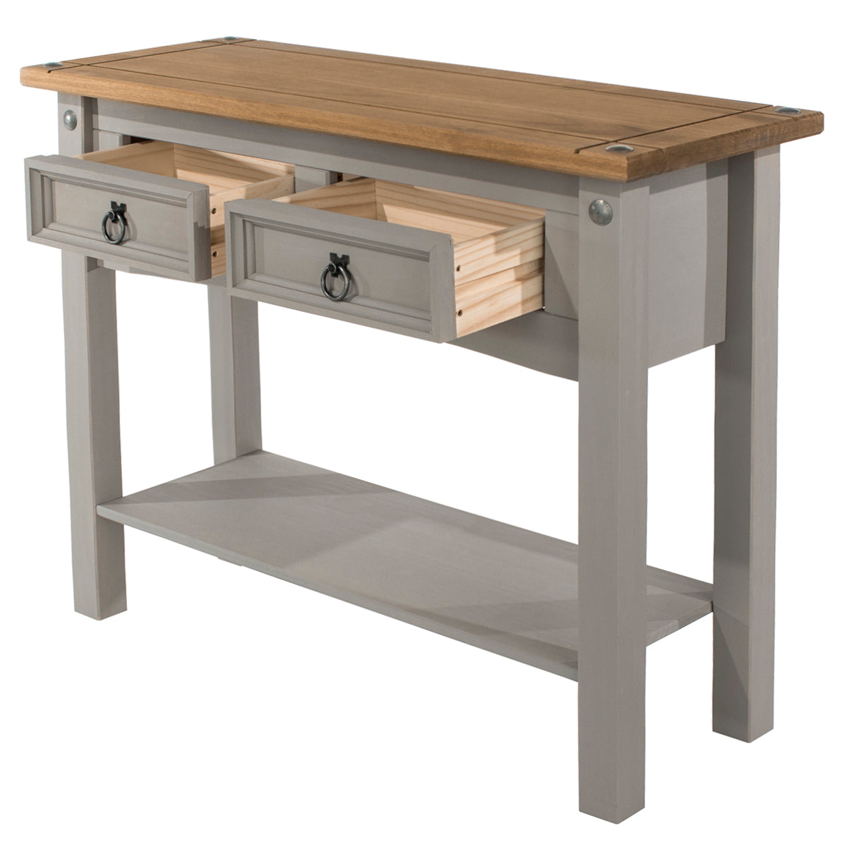 Wood Hall Table Console 2 Drawers Corona Gray | Furniture Dash