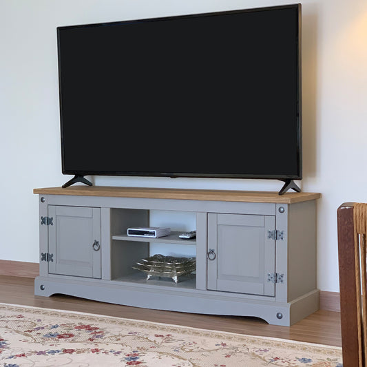Wood TV Entertainment Stand Corona Gray | Furniture Dash