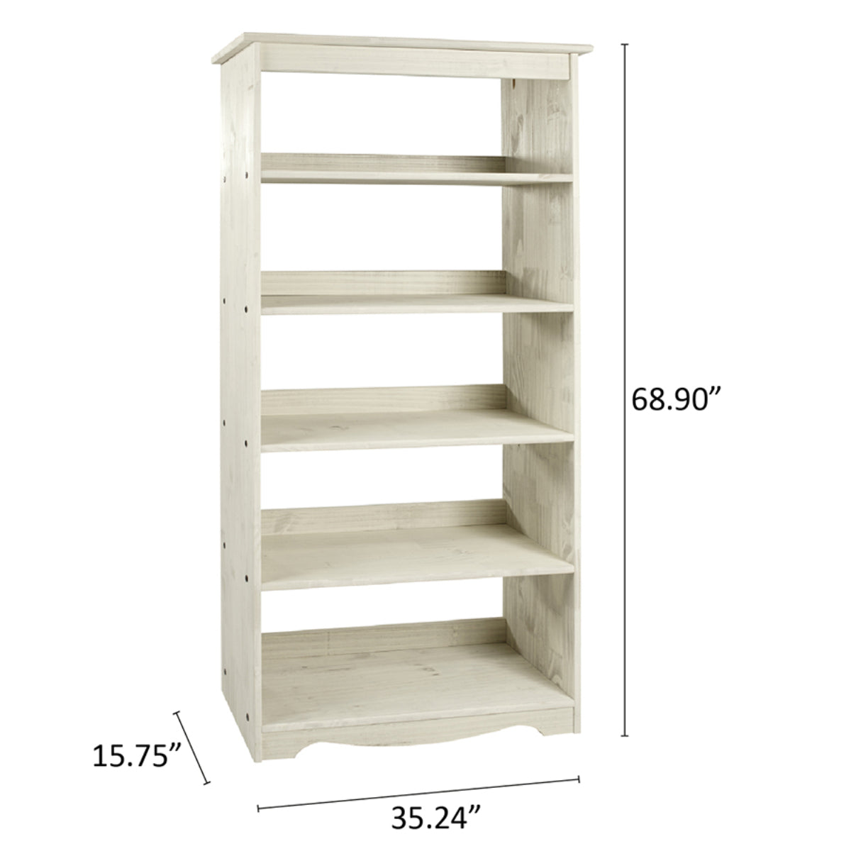 Wood Bookcase White Distressed | Furniture Dash