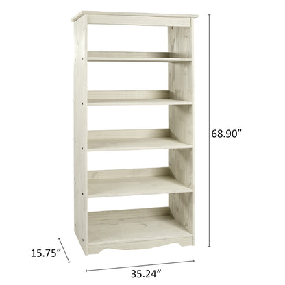 Wood Bookcase White Distressed | Furniture Dash