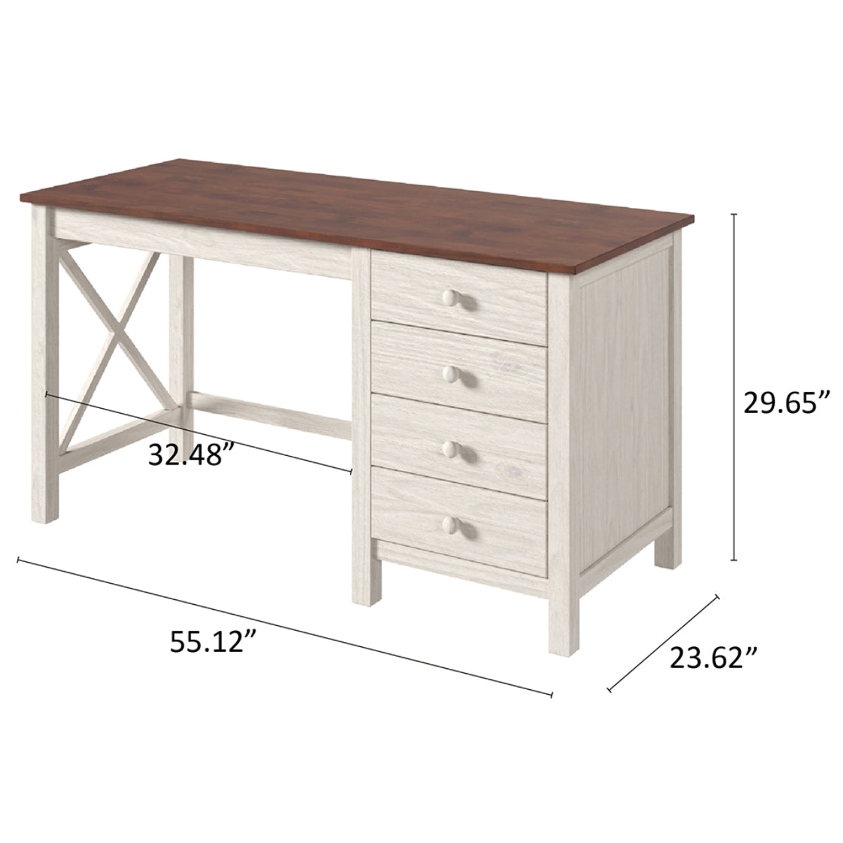 Wood Dressing Table Vanity Makeup Large White Distressed | Furniture Dash