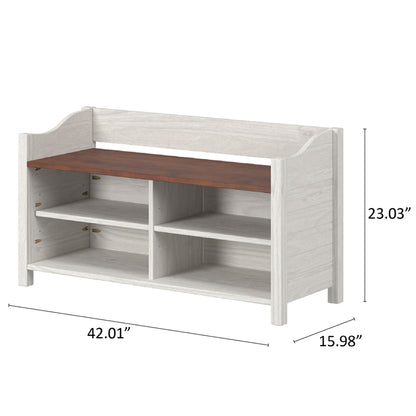 Shoe Rack and Bench White Distressed | Furniture Dash