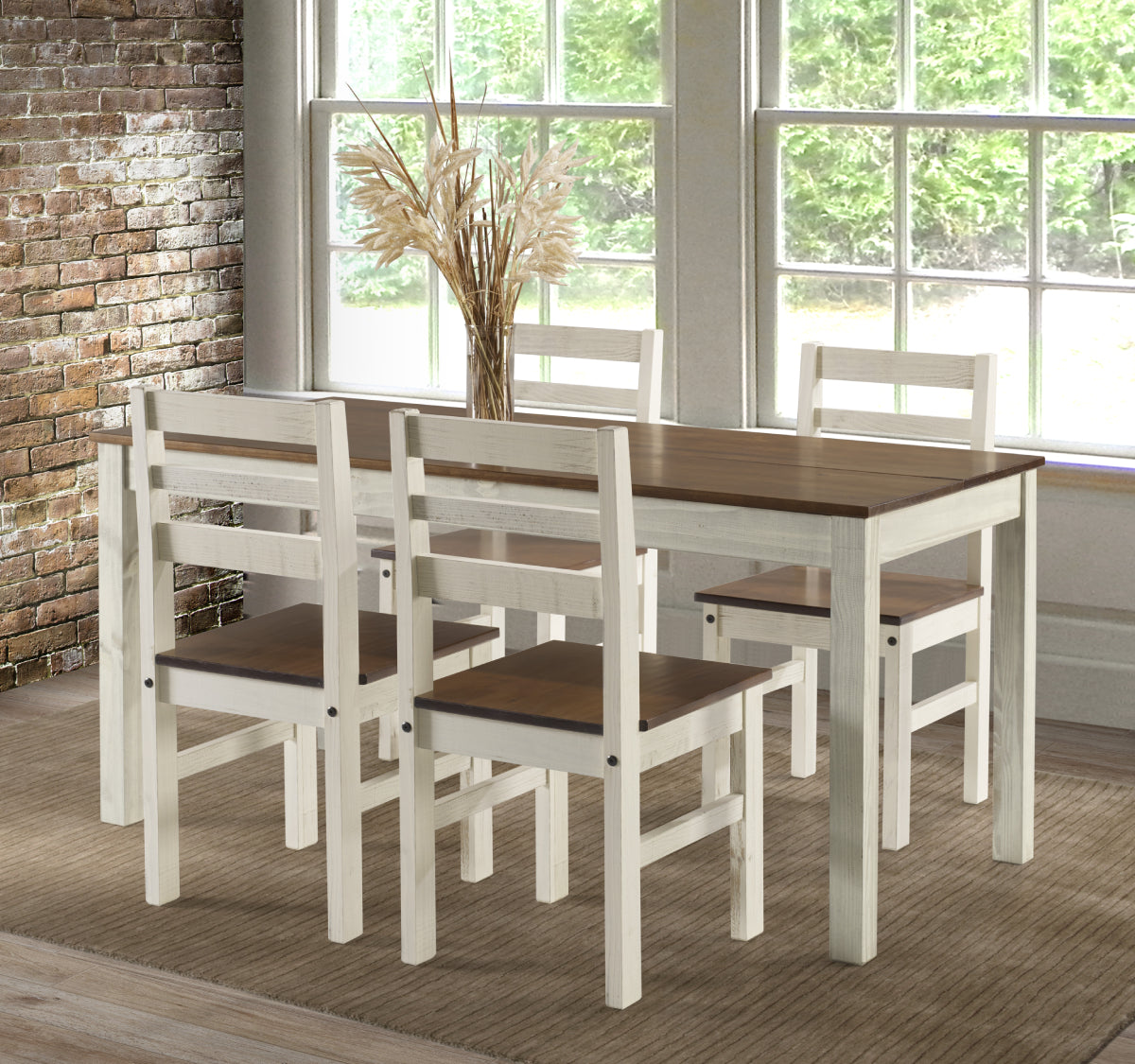 Wood Dining Table White Distressed | Furniture Dash