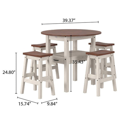 Bar Height Dining Set of Drop Leaf Table and 4 Stools | Furniture Dash