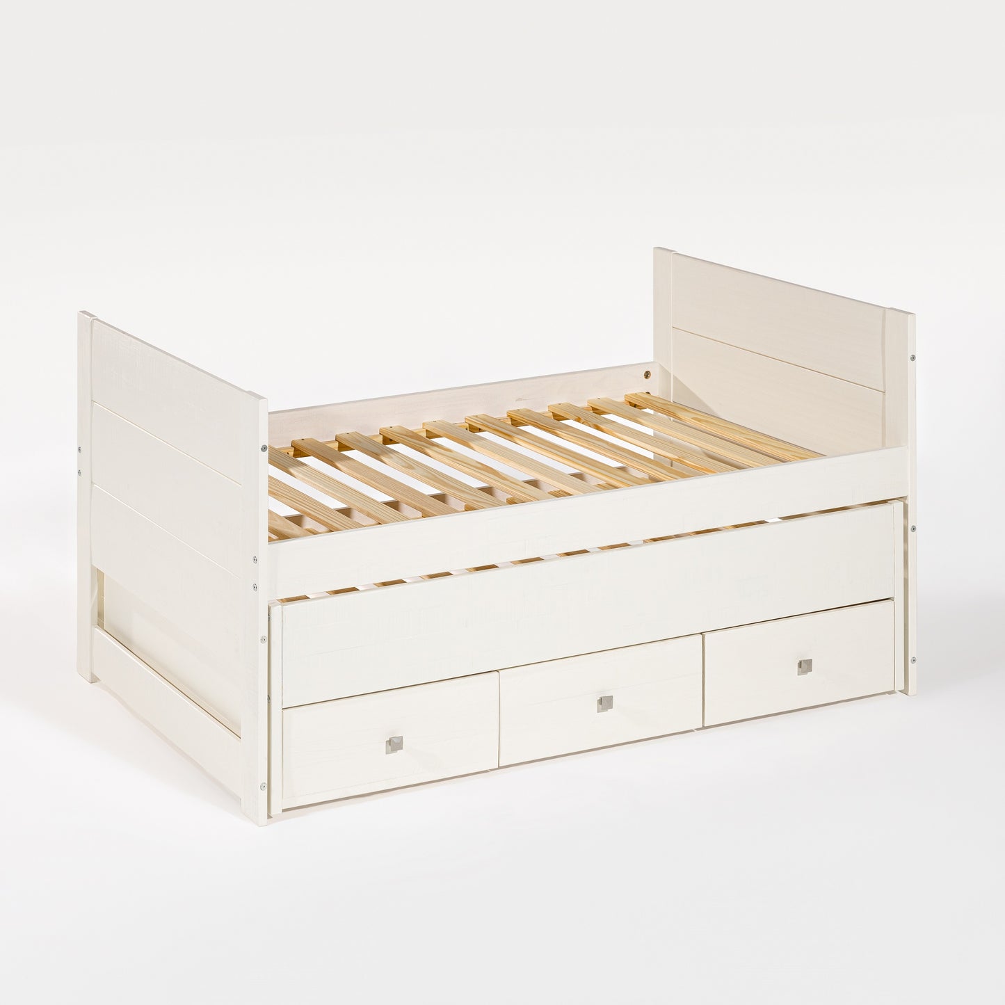 Twin 3 Drawer Captain Bed with Twin Trundle White | Furniture Dash