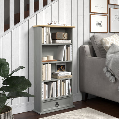 Wood Bookcase With 1 Drawer Corona Gray | Furniture Dash