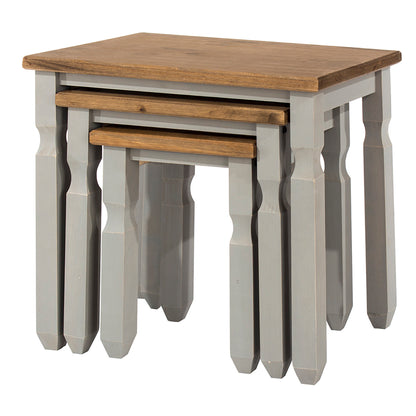 Wood Nest of 3 Tables Corona Gray | Furniture Dash