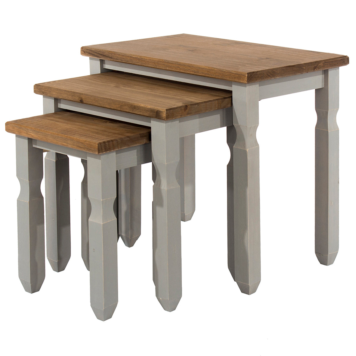 Wood Nest of 3 Tables Corona Gray | Furniture Dash