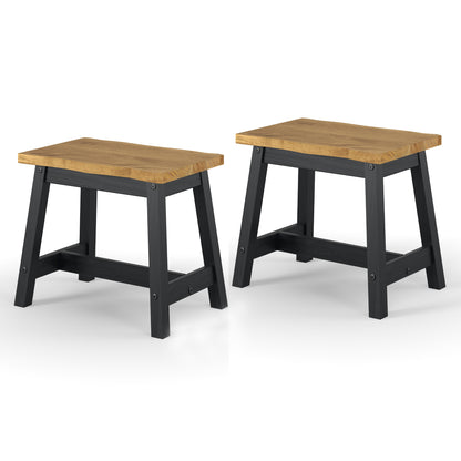 Wood Set of 2 Kitchen Stools Corona Black | Furniture Dash