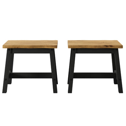 Wood Set of 2 Kitchen Stools Corona Black | Furniture Dash