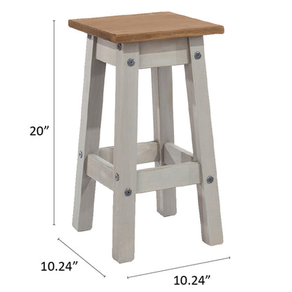 Wood Set of 2 Kitchen Stools Corona Gray | Furniture Dash