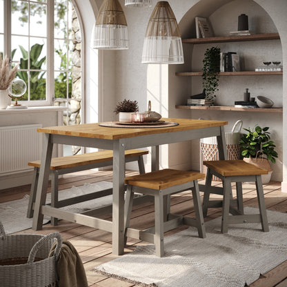 Wood Set of 2 Kitchen Stools Corona Gray | Furniture Dash
