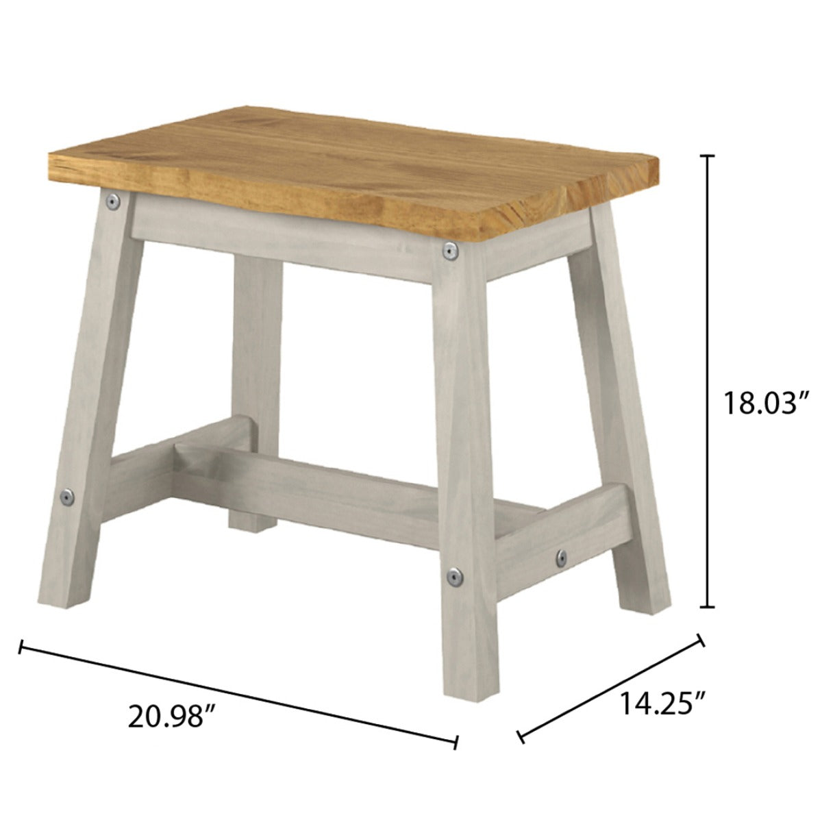 Wood Set of 2 Kitchen Stools Corona Gray | Furniture Dash