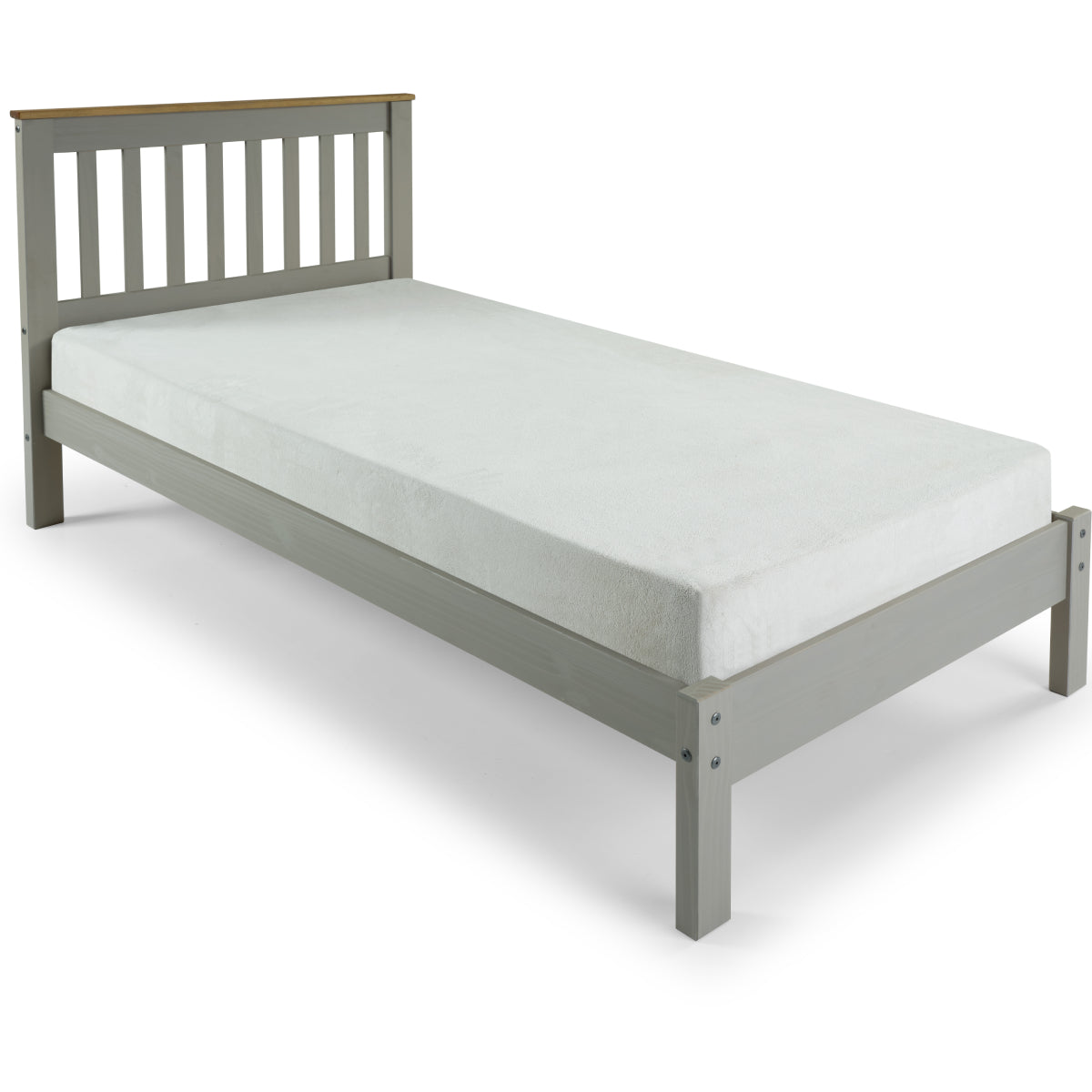 Wood Slatted Twin Size Bed Corona Gray | Furniture Dash