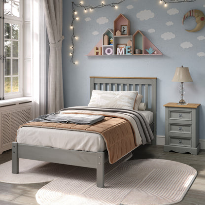 Wood Slatted Twin Size Bed Corona Gray | Furniture Dash