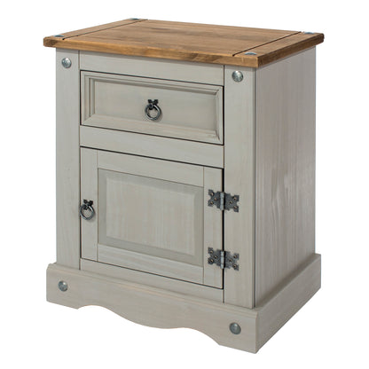 Wood Nightstand 1 Door 1 Drawer Corona Gray | Furniture Dash