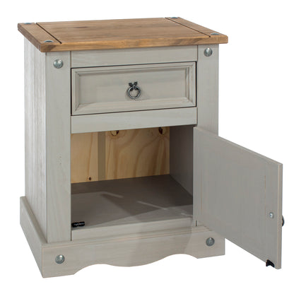 Wood Nightstand 1 Door 1 Drawer Corona Gray | Furniture Dash