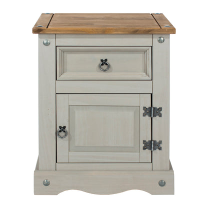 Wood Nightstand 1 Door 1 Drawer Corona Gray | Furniture Dash