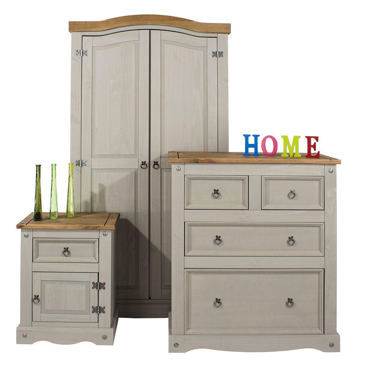 Wood Nightstand 1 Door 1 Drawer Corona Gray | Furniture Dash