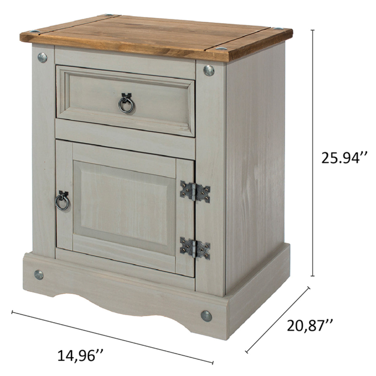 Wood Nightstand 1 Door 1 Drawer Corona Gray | Furniture Dash
