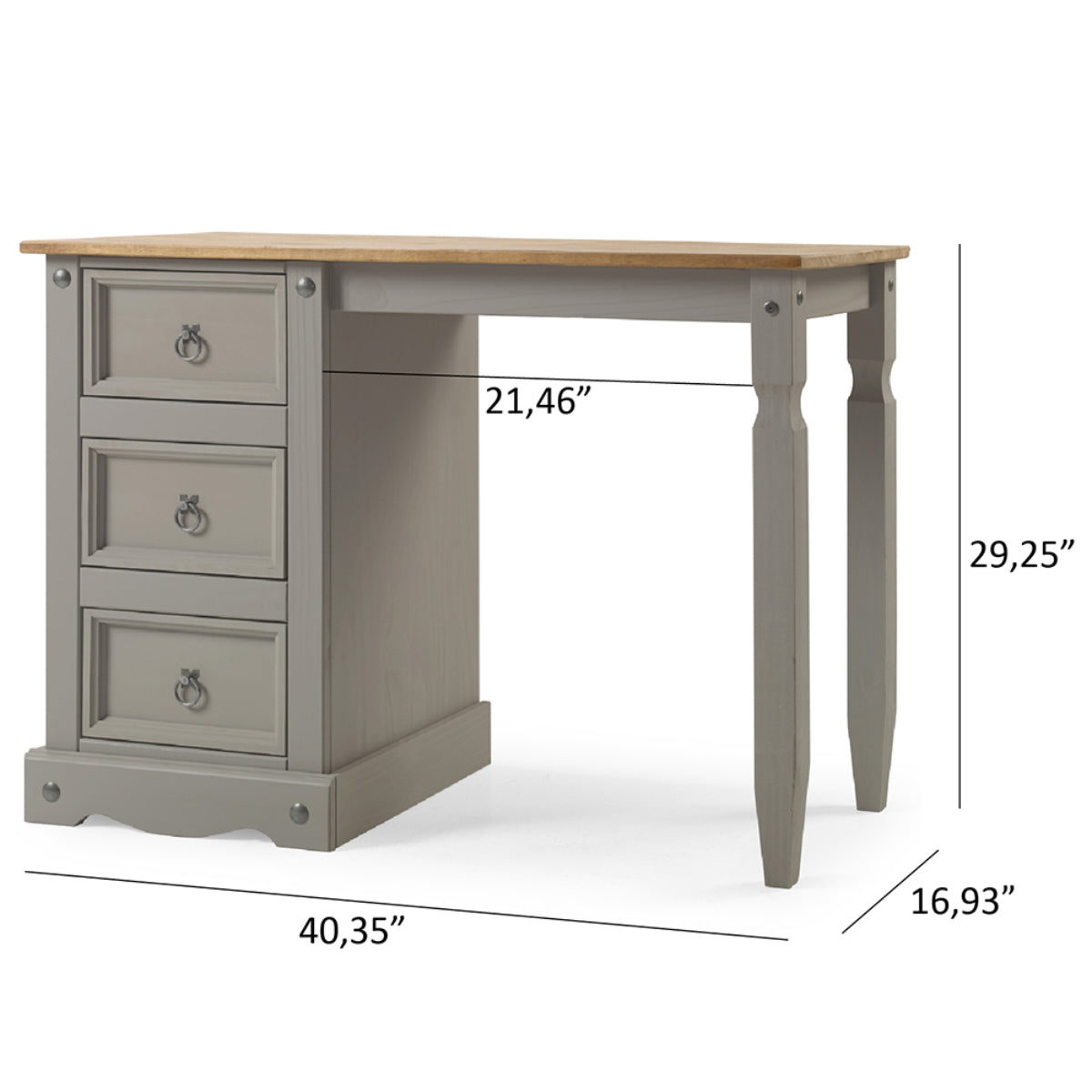 Wood Dressing Table Vanity Makeup Corona Gray | Furniture Dash