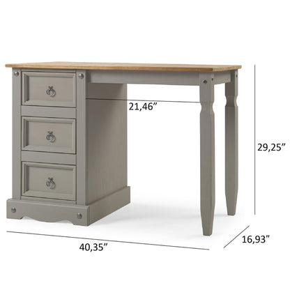 Wood Dressing Table Vanity Makeup Corona Gray | Furniture Dash