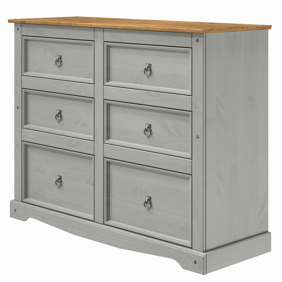 Wood Dresser 3+3 Drawers Chest Corona Gray | Furniture Dash