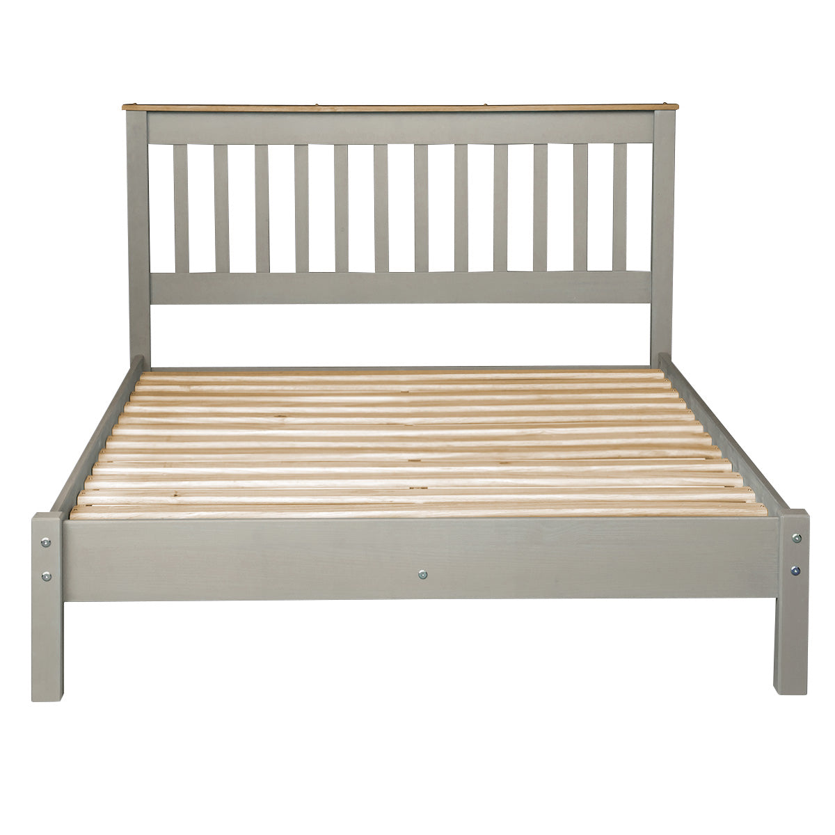 Wood Slatted Queen Size Bed Corona Gray | Furniture Dash