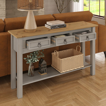 Wood Hall Table Console 3 Drawers Corona Gray | Furniture Dash