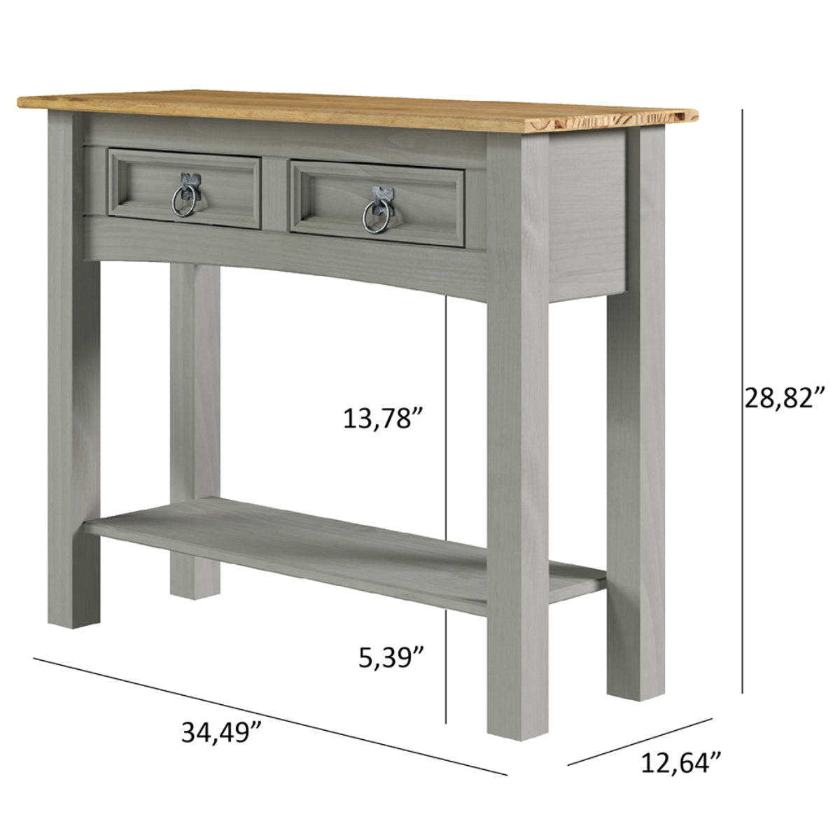 Wood Hall Table Console 2 Drawers Corona Gray | Furniture Dash