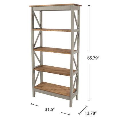 Wood Shelf Unit 5 Tier Corona Gray | Furniture Dash
