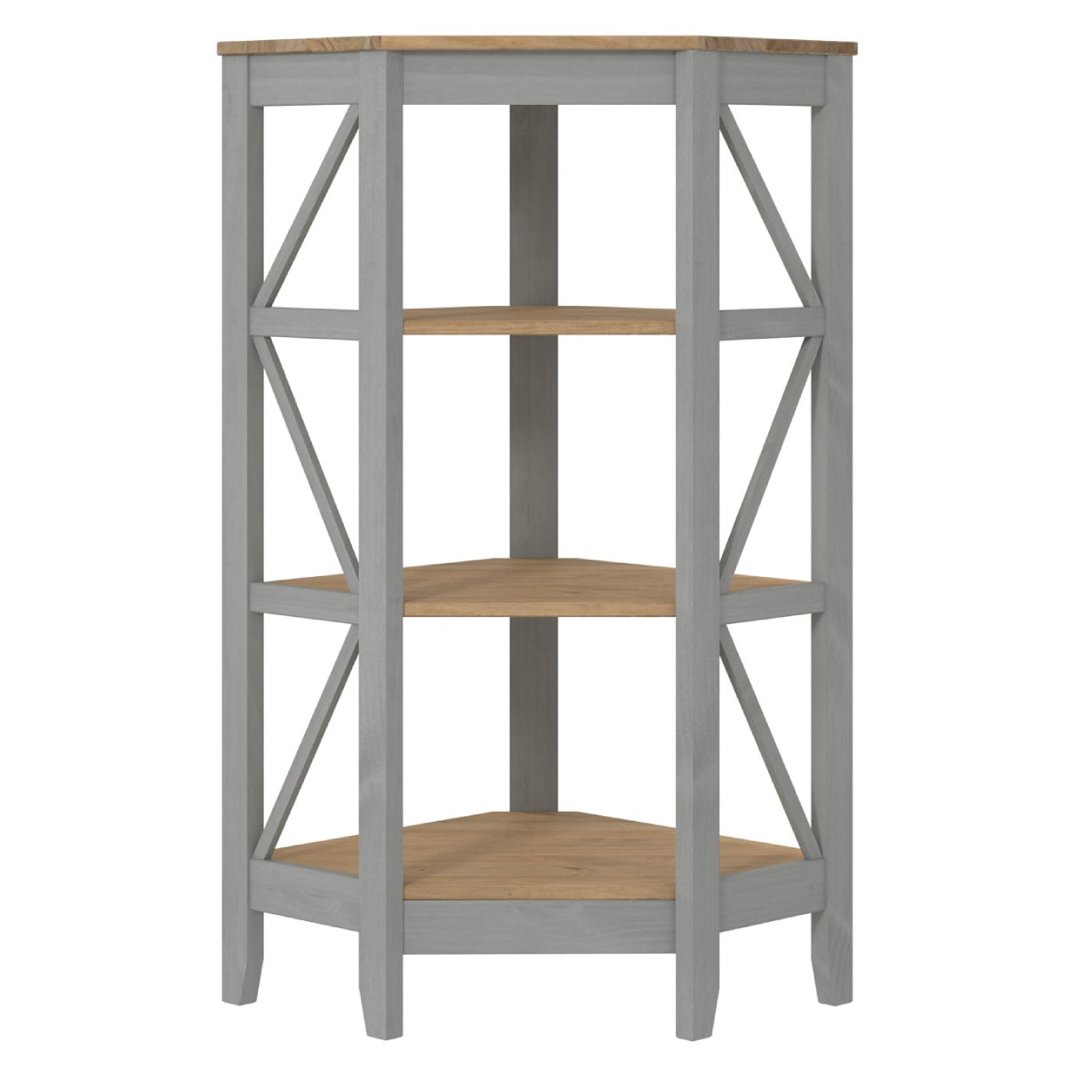 Wood Corner Bookcase 3 Shelf Corona Gray | Furniture Dash