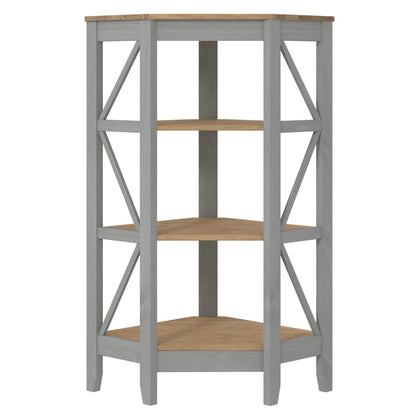 Wood Corner Bookcase 3 Shelf Corona Gray | Furniture Dash