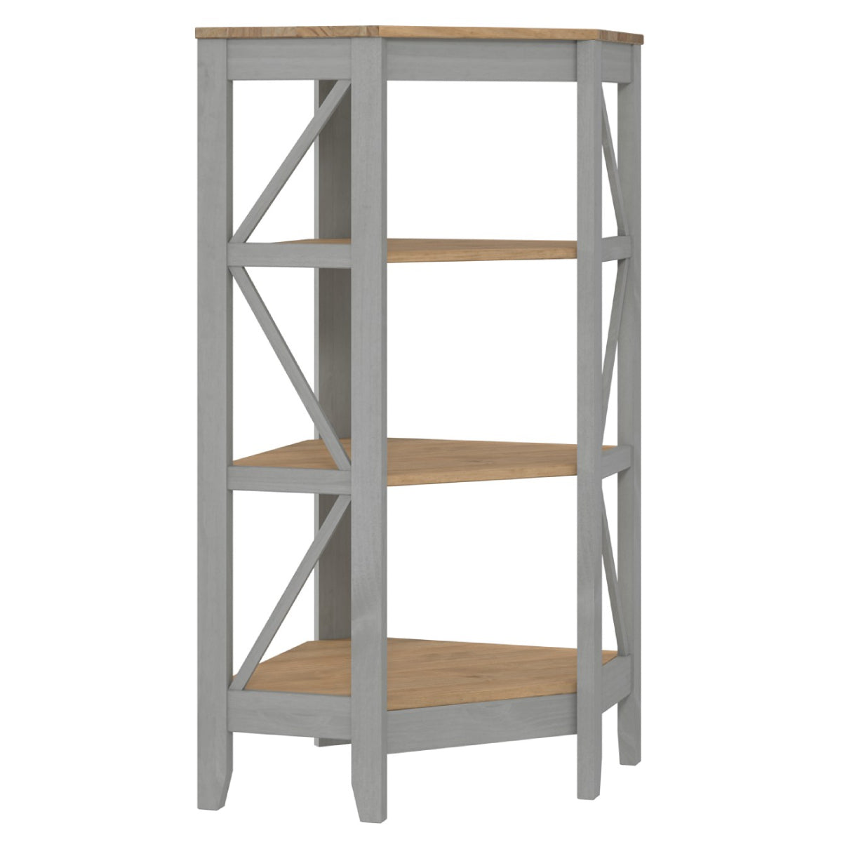Wood Corner Bookcase 3 Shelf Corona Gray | Furniture Dash
