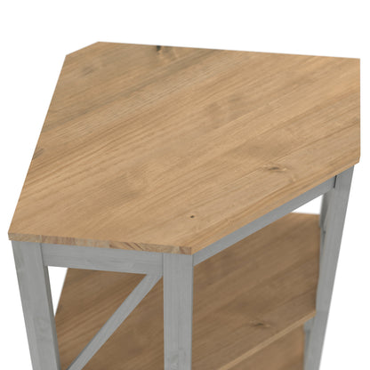 Wood Corner Bookcase 3 Shelf Corona Gray | Furniture Dash