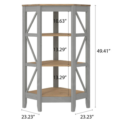 Wood Corner Bookcase 3 Shelf Corona Gray | Furniture Dash