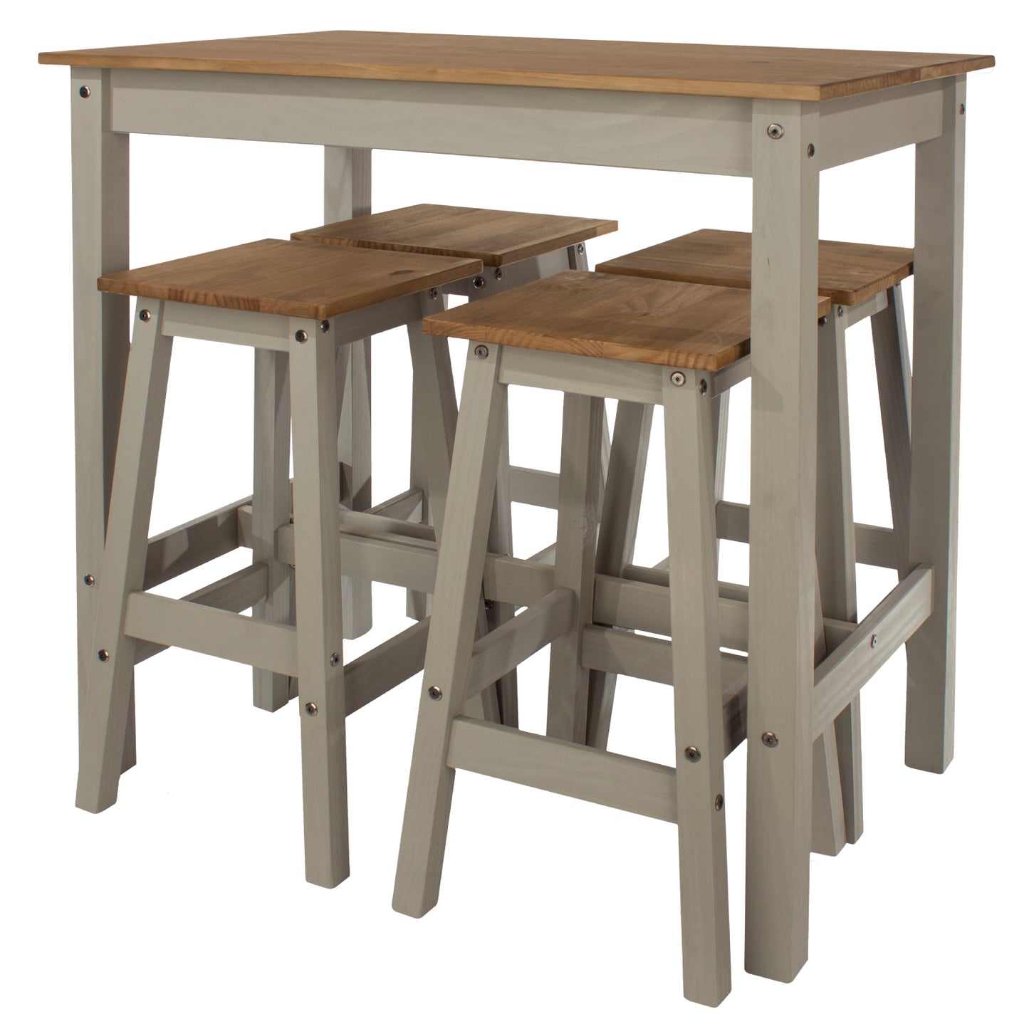 Wood Bar Height Dining Set of Drop Leaf Table and 4 Stools Corona Gray | Furniture Dash