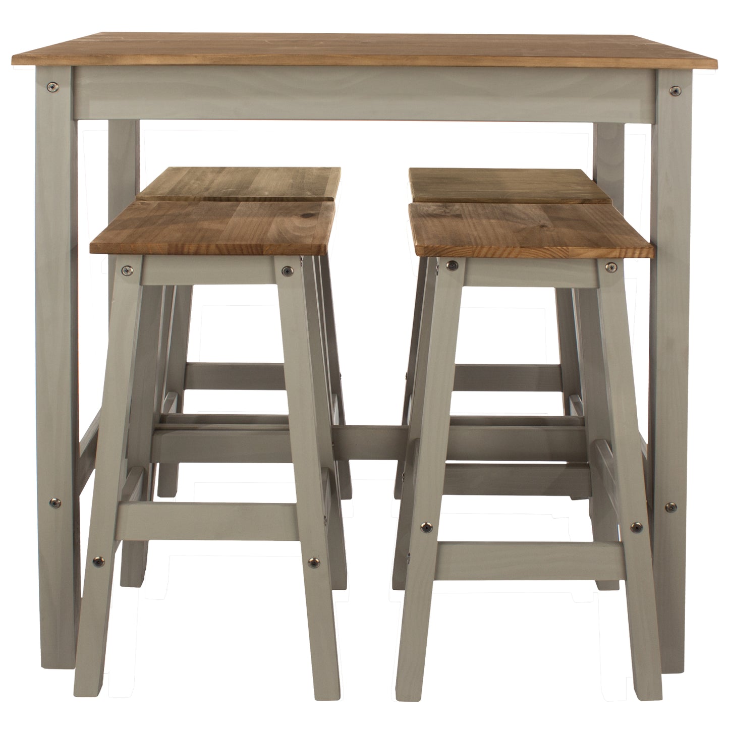 Wood Bar Height Dining Set of Drop Leaf Table and 4 Stools Corona Gray | Furniture Dash