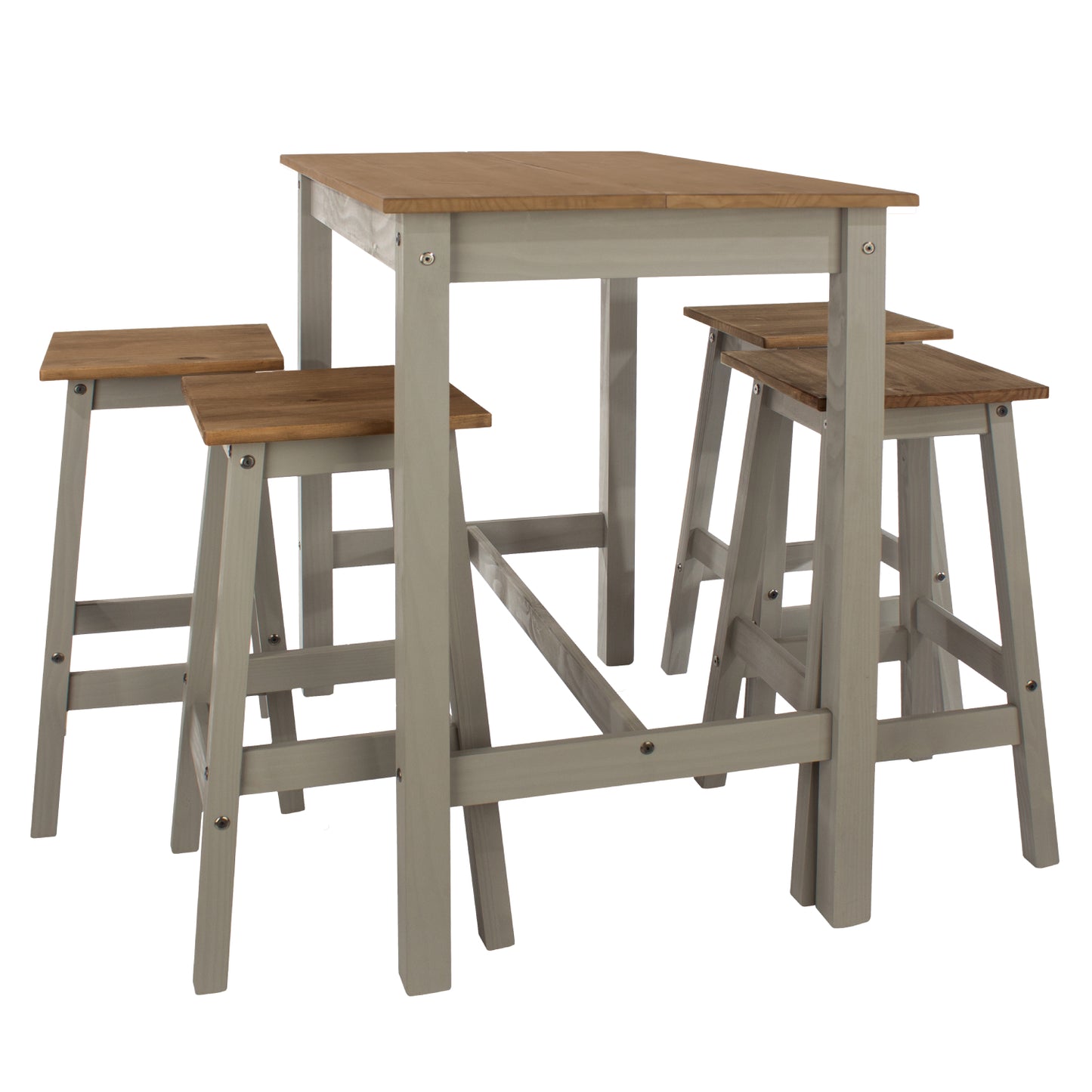 Wood Bar Height Dining Set of Drop Leaf Table and 4 Stools Corona Gray | Furniture Dash