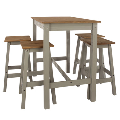 Wood Bar Height Dining Set of Drop Leaf Table and 4 Stools Corona Gray | Furniture Dash