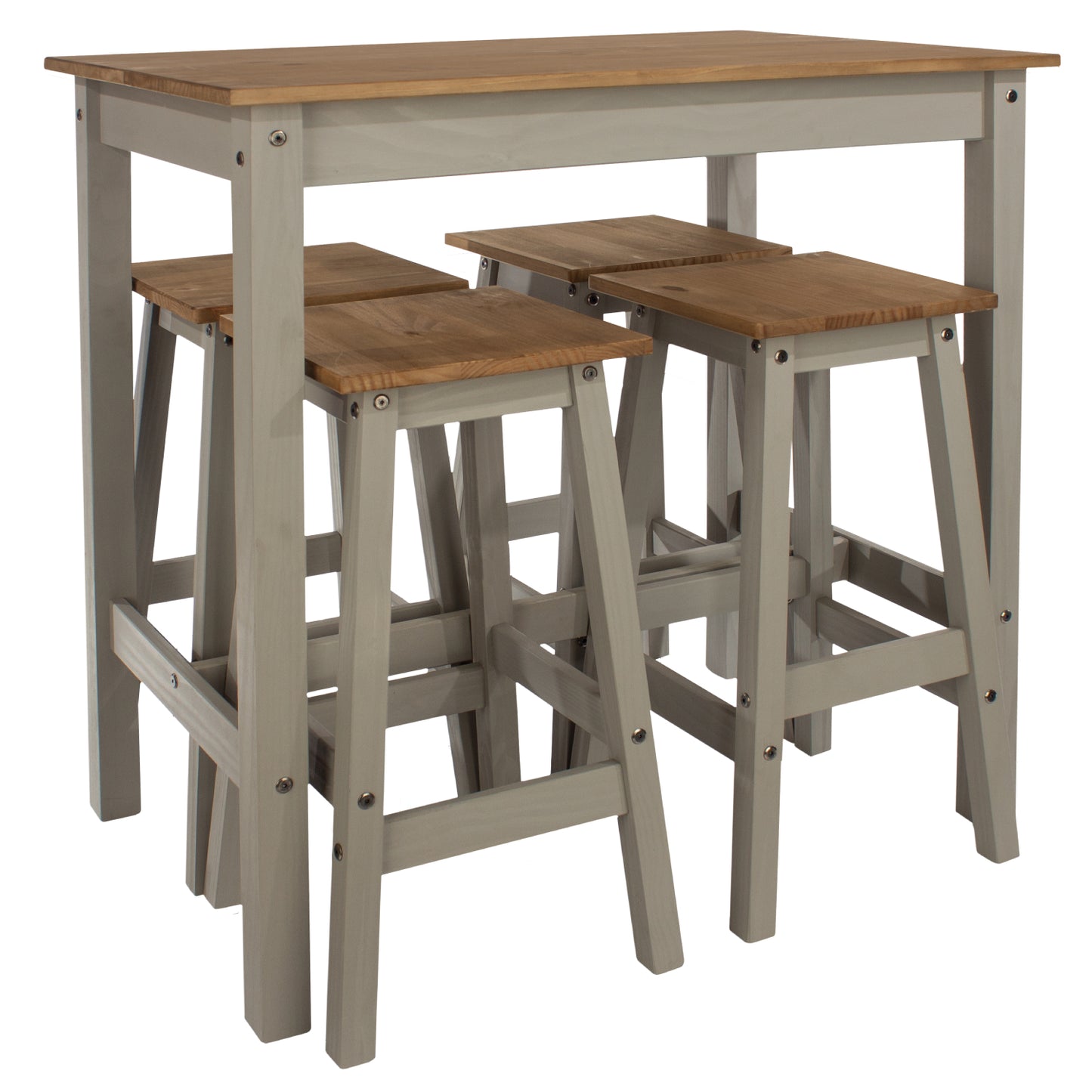 Wood Bar Height Dining Set of Drop Leaf Table and 4 Stools Corona Gray | Furniture Dash