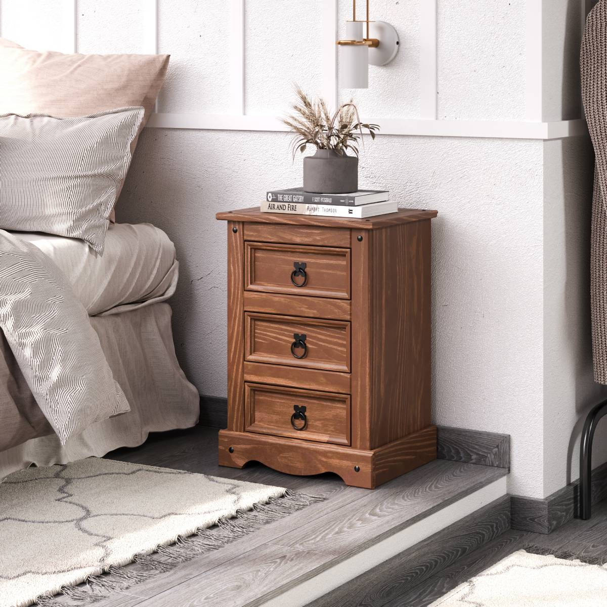 Wood Nightstand 3 Drawers Woodland | Furniture Dash