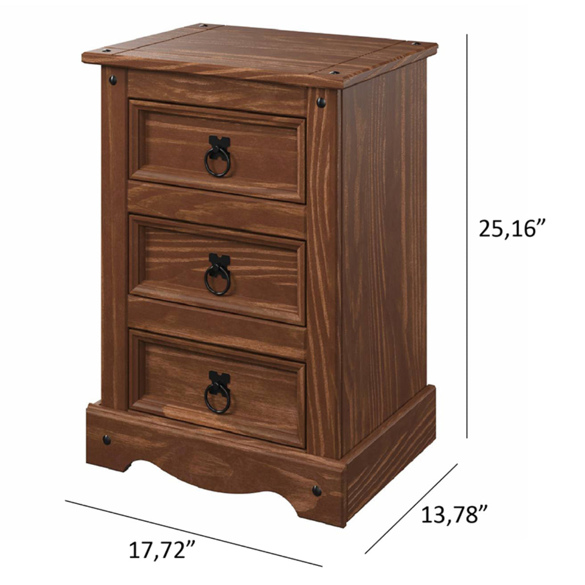 Wood Nightstand 3 Drawers Woodland | Furniture Dash