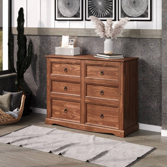 Wood Dresser 3+3 Drawers Chest Woodland | Furniture Dash