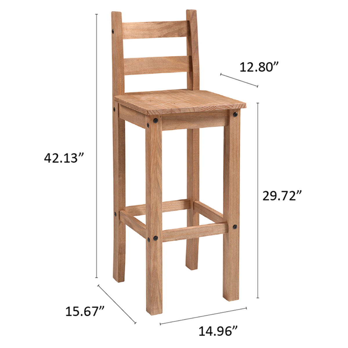 Wood Bar Height Dining Chair (Set of 2) Corona | Furniture Dash