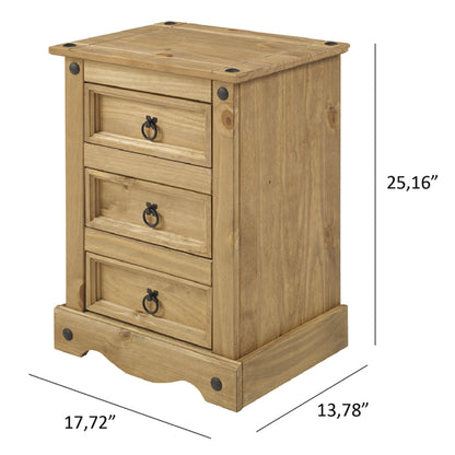 Wood Nightstand 3 Drawers Corona | Furniture Dash