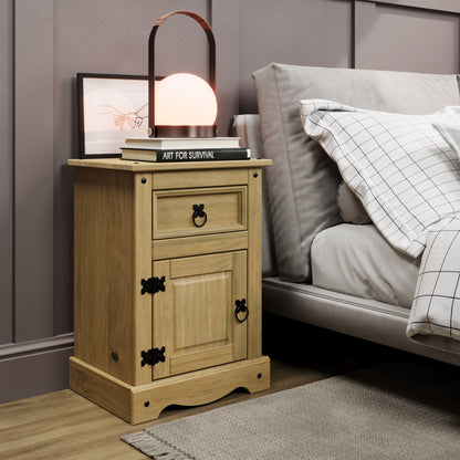 Wood Nightstand 1 Door 1 Drawer Corona | Furniture Dash